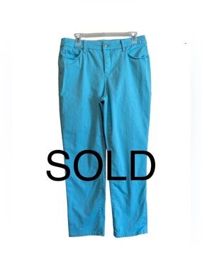 Chicos so slimming girlfriend jeans Chicos size 1.5 USA 10 Turquoise